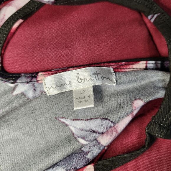 Nine Britton Floral Halter Mini Dress Trapeze Knit Keyhole Back LP Pockets - Picture 6 of 10